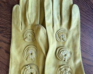 Women's Escada Yellow Leather Gloves