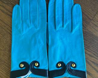 Women's Escada Blue Leather Gloves