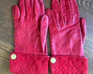 Women's Escada Red Leather Gloves