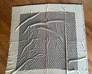 Large Gucci Brown Logo Wool Scarf (55"L x 55"W)