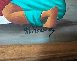 Framed Harvest Oil on Canvas Signed by Michel Rouanez