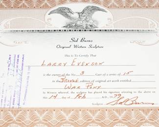 COA for War Pony bronze