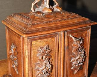 19th Century Black Forest Jewelry Box w/Chamois decoration