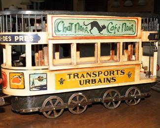 1930's French street car trolley double decker bus.