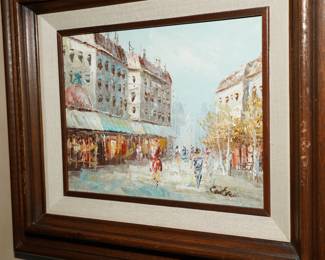 Parisian street scene oil painting