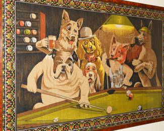 Bulldogs Playing Pool Wall Framed Tapestry