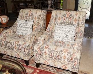 Ivory upholstered chairs x 2