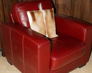 Red leather club chair