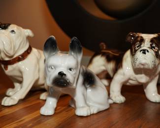 There are several porcelain bulldogs for sale; of all shapes and sizes. 