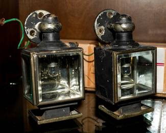 1920's brass hot rod carriage lights x 2