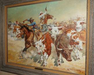 "Stampede" original oil by Maher Morcos