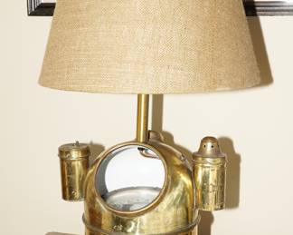 Antique brass nautical compass binnacle table lamp