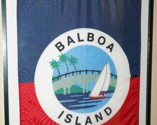 Vintage Balboa Island framed flag