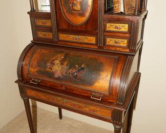 19th century French Vernis Martin Cylinder Top desk/cabinet