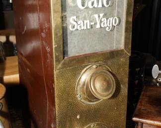 Vintage brass & wood coffee maker