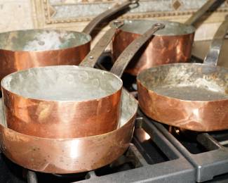 Antique copper pots-this 5 piece set is being sold as a set