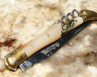 Forge de Laguiole brass tradition light horn hip with awl knife