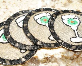 Beaded martini glass coasters-set of 4