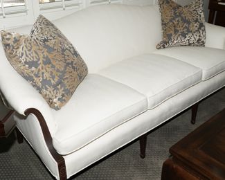 Custom Silvia ivory upholstered settee