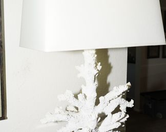 Coral on lucite table lamp x 2