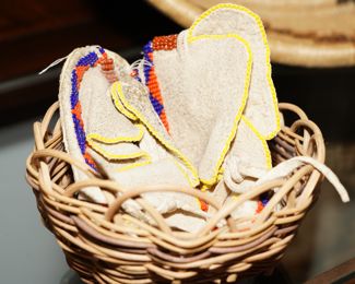 Beaded suede baby moccasins