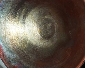 Iridescent raku pottery-signed but artist unknown
