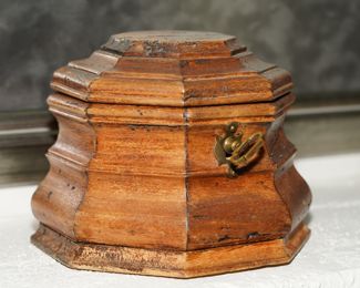 Antique wood carved tea caddie box