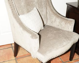 Velvet easy chair with hobnail accents x 2