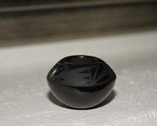 Santa Clara blackware seed pot