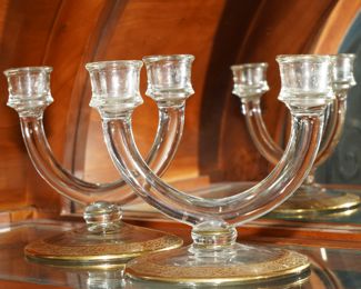 Vintage glass candelabras
