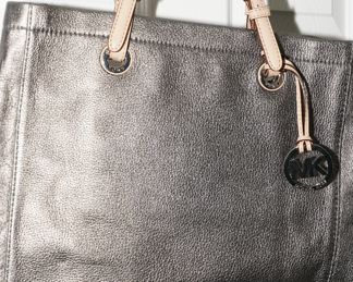 Michael Kors silver lame tote bag
