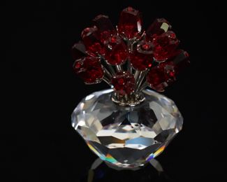 Swarovski red roses in vase
