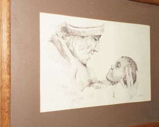 Mother Theresa & Infant etching by Carol Wilson