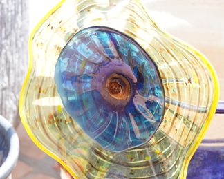 Art glass flowers x 2-about 18" diameter