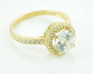 White sapphire ring in 14k band