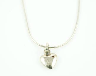 Sterling & diamond heart pendant in sterling chain