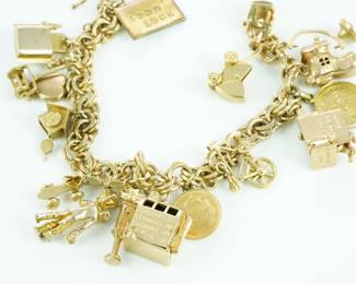 14k yellow gold charm bracelet