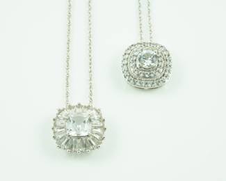 White sapphire pendants on sterling chains