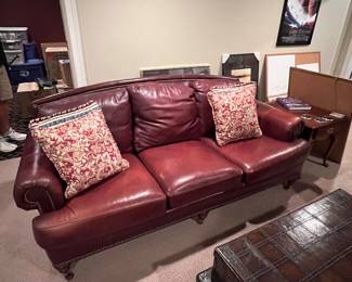 Leather red sofa 