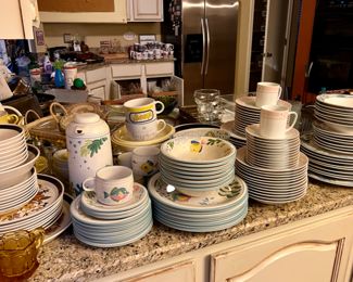 Variety of dinnerware and other kitchen items