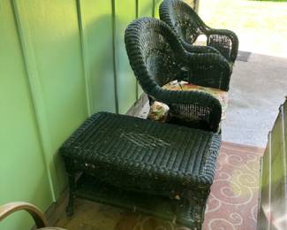 Wicker furniture and rocker