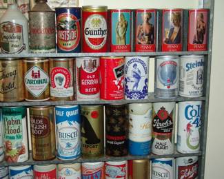 Large collection of antique beer cans
