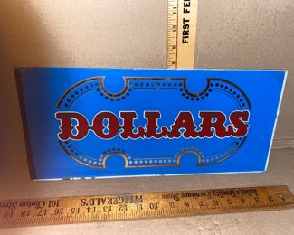 18 Inch Long Dollars Slot Machine Glass $16.00