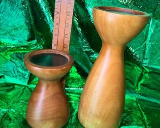 2 Wood Candle Platform Holders $6.00 for both 