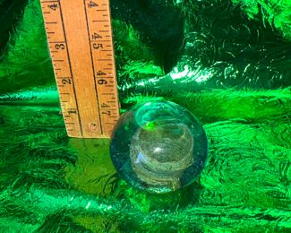 Clear and Yellow/Brown Swirl Paperweight $8.00