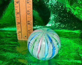 Murano Fratelli Toso Pink, Blue and White Paperweight $65.00