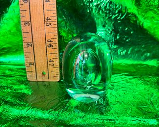 Clear and Green Controlled Bubble Paperweight $10.00 