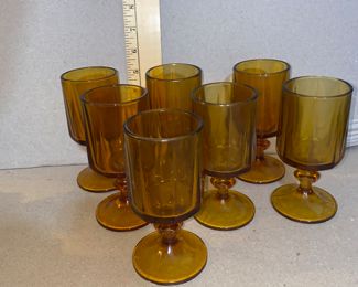 6 Inch Colony Indiana Glass Amber Set of 7 $40.00 