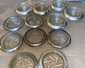 12 Silver Rimmed Coasters $15.00