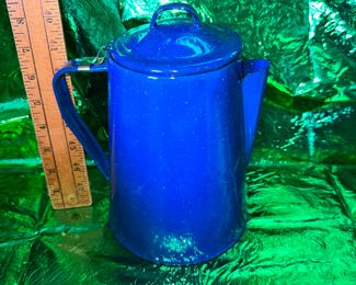 8" Blue Metal Kettle $12.00